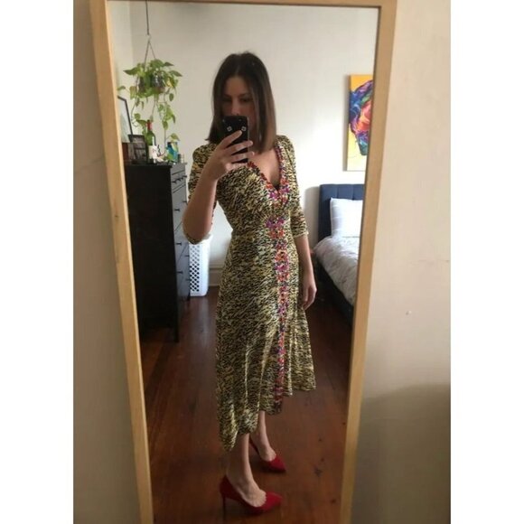 SALONI Tiger Print Silk Midi Dress $695 - Picture 2 of 15